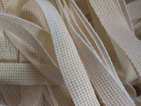 Baumwollband | Bindeband | 12 mm | 25 Meter | Naturweiß - Beige | Zum Verpacken und Dekorieren