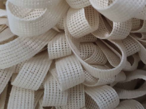 Baumwollband | Bindeband | 16 mm | 50 Meter | Naturweiß - Beige | Zum Verpacken und Dekorieren
