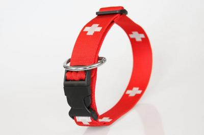 Hundehalsband SWISS | XL | Schweizer Kreuz | Zugentlastung | 30 mm Breite | 41 cm bis 70 cm Umfang