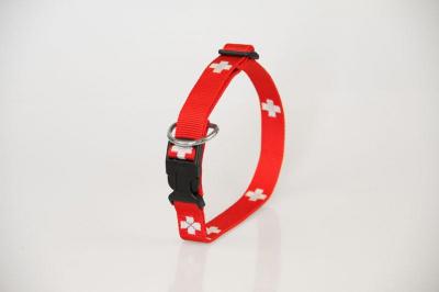 Hundehalsband SWISS | S | Schweizer Kreuz | Zugentlastung | 20 mm Breite | 24 cm bis 35 cm Umfang