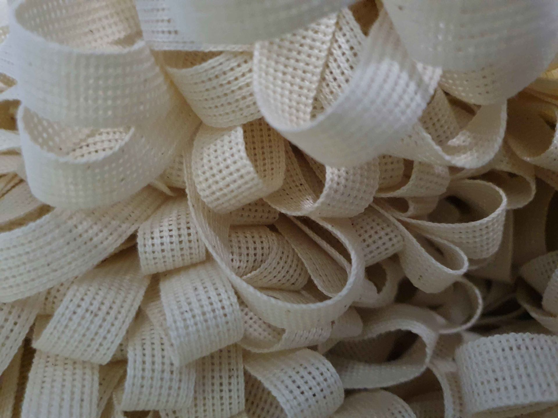 Baumwollband | Bindeband | 12 mm | 25 Meter | Naturweiß - Beige | Zum Verpacken und Dekorieren
