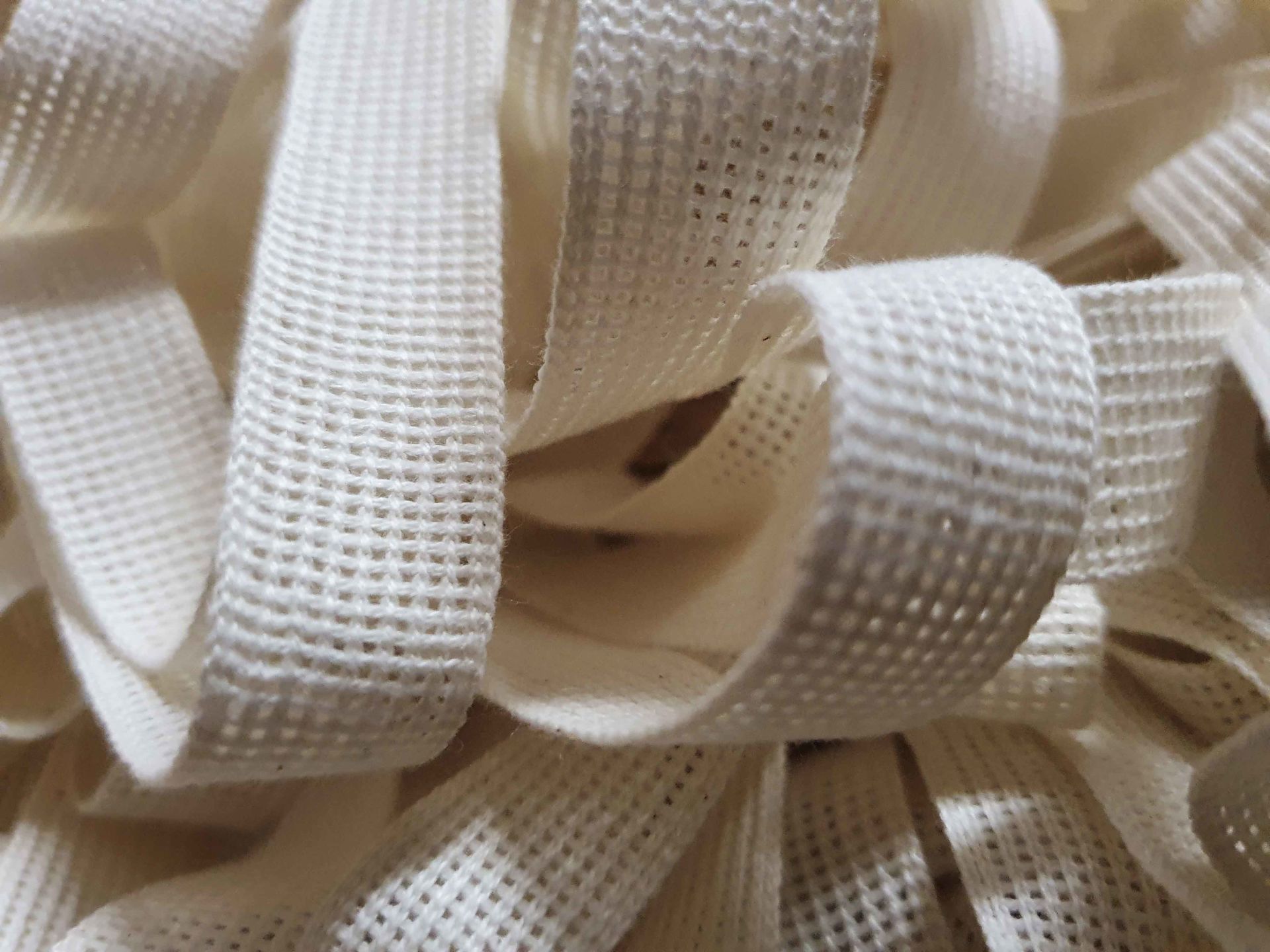 Baumwollband | Bindeband | 16 mm | 50 Meter | Naturweiß - Beige | Zum Verpacken und Dekorieren