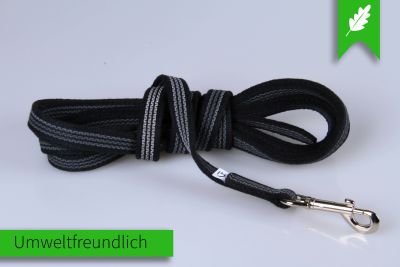 Schwarze Pferdeleine | Longierleine aus rutschhemmenden Super-Grip Gurtband | Robust und Komfortabel | 3 m Länge | 20 mm Breite