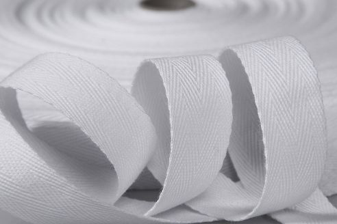 Baumwollband | Köperband | Einfassband | 25 mm | optisch-weiß | 100 Meter