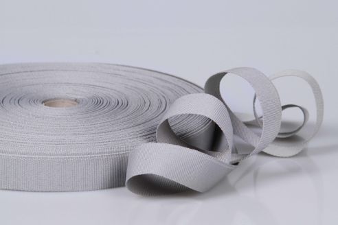 PES-Ripsband | 20 mm breit | 50 mtr. Rolle | grau | soft/weich PES-Ripsband | 20 mm breit | 50 mtr. Rolle | grau | soft/weich