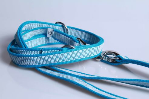 Super-Grip Cotton Soft | 3-fach verstellbare, weiß gummierte Hundeleine | 20 mm Breite | ab 220 cm Länge