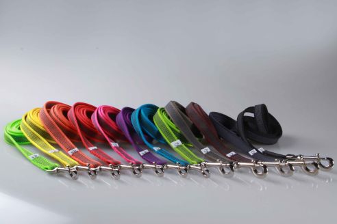 Neue Farben | Super-Grip | gummierte Hundeleine aus PES | 2 cm x 200 cm lang | ohne Handschlaufe | Karabinerwahl