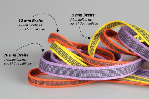 PES Anti-Rutsch | Meterware | 12 mm breit | Farbauswahl | Baumwoll-touch | beidseitige schwarze Gummierung | Hundesport und Pferdesport