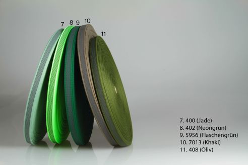 PES Anti-Rutsch | Meterware | 12 mm breit | Farbauswahl | Baumwoll-touch | beidseitige schwarze Gummierung | Hundesport und Pferdesport