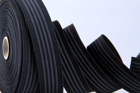 Elastisches Hosenband mit Gummiauflage | 25 mm breites Hosenband | schwarz | 25 m Rollenware | Hemdband Anti-Rutsch | ca. 1 mm Stärke