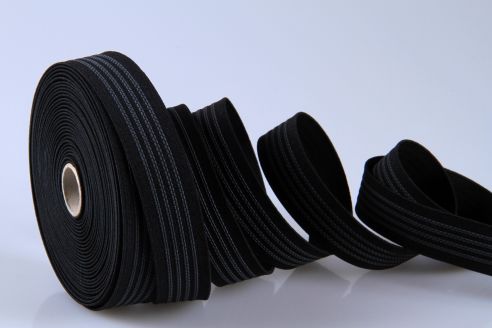 Elastisches Hosenband mit Gummiauflage | 25 mm breites Hosenband | schwarz | Meterware/Kurzware | Hemdband Anti-Rutsch | ca. 1 mm Stärke Elastisches Hosenband mit Gummiauflage | 25 mm breites Hosenband | schwarz | Meterware/Kurzware | Hemdband Anti-Rutsch | ca. 1 mm Stärke