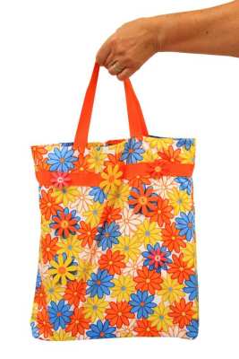 Stofftasche | Handarbeit | Blüten | Holz | Orange Stofftasche | Handarbeit | Blüten | Holz | Orange