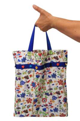 Stofftasche | Handarbeit | Knöpfe | florales Muster | Blau Stofftasche | Handarbeit | Knöpfe | florales Muster | Blau