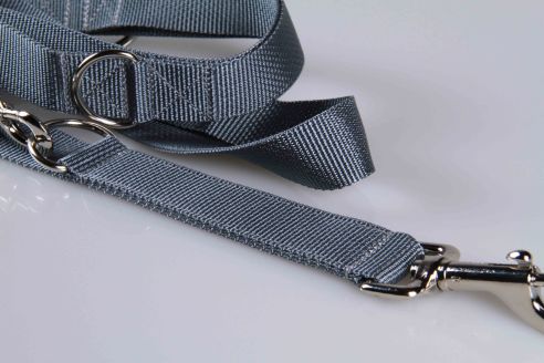 Leichte Hundeleine | Universal | Längenverstellbar | 220 cm lang | 30 mm breit | Grau