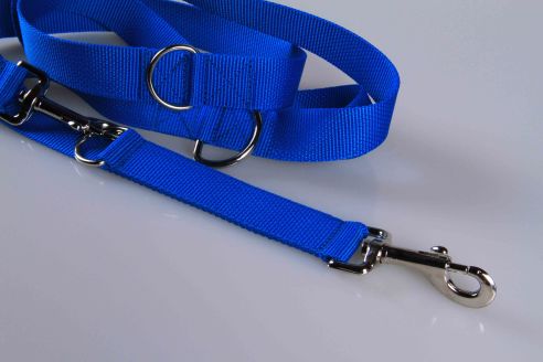 Leichte Hundeleine | Universal | Längenverstellbar | 220 cm lang | 30 mm breit | Mittelblau