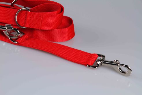 Leichte Hundeleine | Universal | Längenverstellbar | 220 cm lang | 30 mm breit | Rot