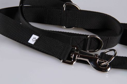 Leichte Hundeleine | Universal | Längenverstellbar | 220 cm lang | 30 mm breit | Schwarz