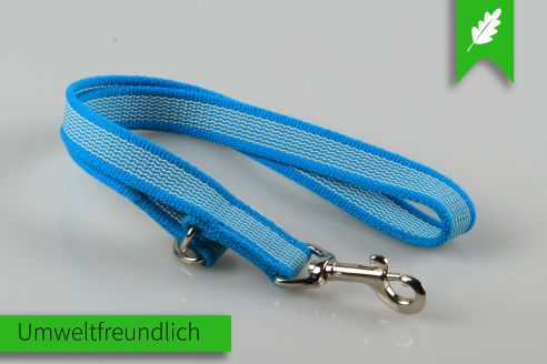 Kombi-Kurzleine | Super-Grip Gurtware mit 2 D-Ringen zum Leinen-kombinieren | Baumwoll-Touch | 20 mm Breite | 50 -90 cm Länge | Weisser Gummi