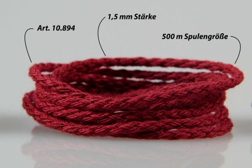 Acryl-Flechtkordel | Durchmesser ab 1 mm - 3,5 mm | Ab 300 m | Für Bekleidung, Accessoires, Heimtextilien und Dekoration