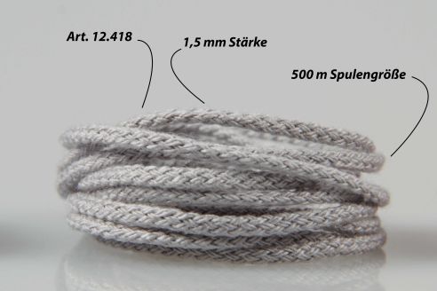 Acryl-Flechtkordel | Durchmesser ab 1 mm - 3,5 mm | Ab 300 m | Für Bekleidung, Accessoires, Heimtextilien und Dekoration