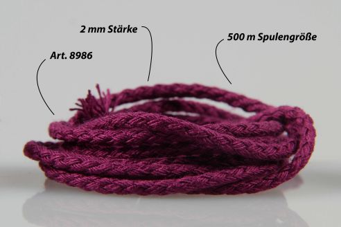 Acryl-Flechtkordel | Durchmesser ab 1 mm - 3,5 mm | Ab 300 m | Für Bekleidung, Accessoires, Heimtextilien und Dekoration