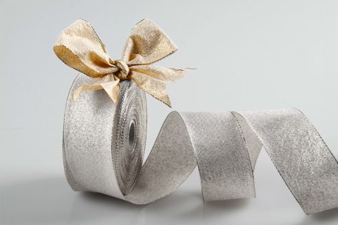 Dekoband aus Lurex in Gold oder Silber | mit Drahtkante | 40 mm Breite | 10 m Rollenware | OEKO-TEX® Standard 100 Dekoband aus Lurex in Gold oder Silber | mit Drahtkante | 40 mm Breite | 10 m Rollenware | OEKO-TEX® Standard 100