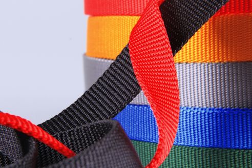 PA-Gurtband | 25 mm Breite | Meterware | Reißfest und Soft | Glänzende Bandware | Heimtierbedarf | 2,8 mm Stärke