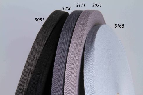 Einfassband | 100 m | weiche Bandware | Köperband aus PAC | 20 mm breit | Grautöne/Schwarz-Auswahl