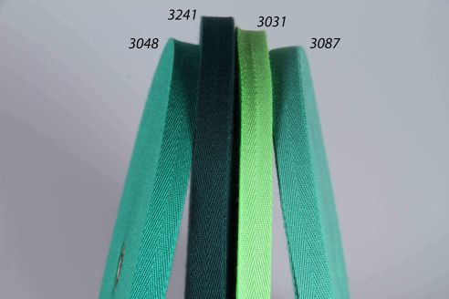 Einfassband | 100 m | weiche Bandware | Köperband aus PAC | 20 mm breit | Grüntöne-Auswahl