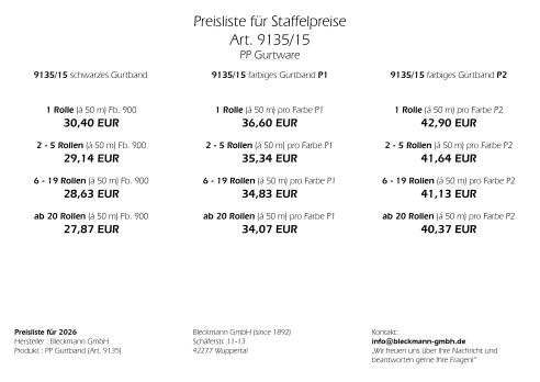 PP-Gurtband | 15 mm Breite | 50 m Rollenware | Farbauswahl | stabil | robust | flexibel | 1,8 mm Stärke