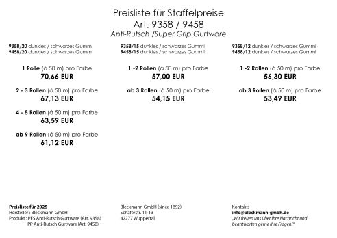 PES Anti-Rutsch | 50 mtr. Rolle | 20 mm breit | NEUE FARBEN | Baumwoll-Touch | Farbauswahl | beidseitige schwarze Gummierung | Hundesport und Pferdesport