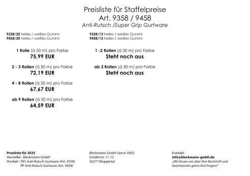 PES Anti-Rutsch | 50 mtr. Rolle | 20 mm breit | Farbauswahl | Baumwoll-touch | beidseitige weiße Gummierung | Hundesport und Pferdesport
