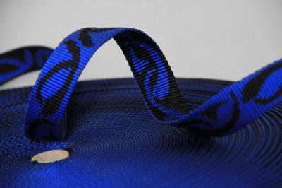 PA-Motivband Keltic | Blau/Schwarz | Meterware | Softes Nylon Gurtband mit beidseitigem Keltik-Design | 25 mm | 1,8 mm Stärke