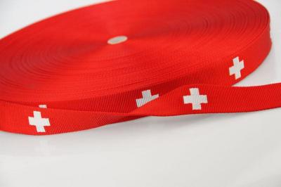 PA-Gurtband | Schweizer Kreuz | 30 mm Breit | 50 Meter | Doppelseitige Einwebung