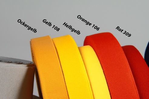 PES-Ripsband | 40 mm Breite | 25 m Rollenware | Farbauswahl | Einfassband und Bindeband | Soft und weich | Kochfest | 0,5 mm Stärke