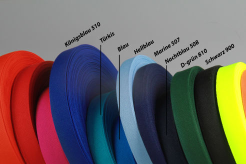 PES-Ripsband | 25 mm Breite | 25 m Rollenware | Farbauswahl | Einfassband und Bindeband | Soft und weich | Kochfest | 0,5 mm Stärke