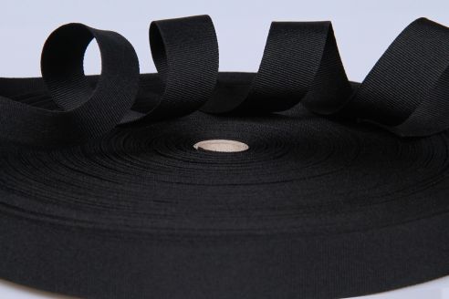 PES-Ripsband | 25 mm breit | 50 mtr. Rolle | schwarz | soft/weich