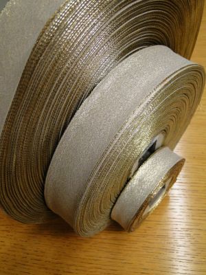 Lurexdekoband mit Drahtkante in 25 mm - 200 mtr. Rolle