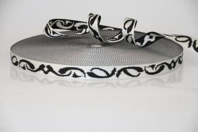 PA-Motivband Keltic | Weiß/Schwarz | 50 m Rollenware | Softes Nylon Gurtband mit beidseitigem Keltik-Design | 25 mm breit | 1,8 mm Stärke