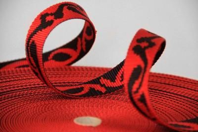 PA-Motivband Keltic | Rot/Schwarz | 50 m Rollenware | Softes Nylon Gurtband mit beidseitigem Keltik-Design | 25 mm | 1,8 mm Stärke