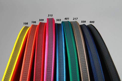 PP Anti-Rutsch | Meterware | 20 mm breit | Farbauswahl | Training | beidseitige schwarze Gummierung | Hundesport und Pferdesport