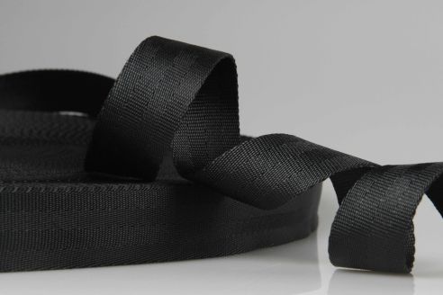 Sicherheitsgurt aus PES | 30 mm Breite | 25 m Rollenware | Hochfest und Reißfest | Schwarz