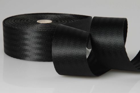 Sicherheitsgurt aus PES | 50 mm Breite | 25 m Rollenware | Hochfest und Reißfest | Schwarz Sicherheitsgurt aus PES | 50 mm Breite | 25 m Rollenware | Hochfest und Reißfest | Schwarz