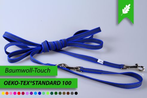 Super-Grip Cotton Soft | 2-fach verstellbare, gummierte Hundeleine aus PES | 15 mm Breite | Für Geschirr und Halsband | ab 1,70 m bis hin zu 6,20 m