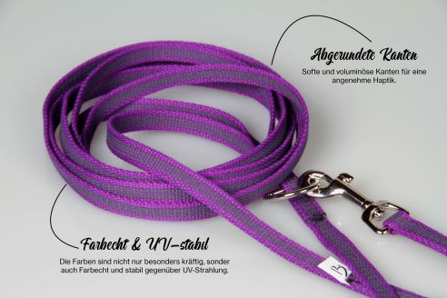 Super-Grip Cotton Soft | 2-fach verstellbare, gummierte Hundeleine aus PES | 12 mm Breite | Für Geschirr und Halsband | ab 1,70 m bis hin zu 6,20 m