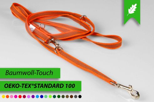 Super-Grip Cotton Soft | 3-fach verstellbare, gummierte Hundeleine aus PES | 15 mm Breite | ab 220 cm Länge