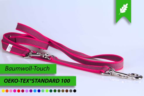 Super-Grip Cotton Soft | 3-fach verstellbare, gummierte Hundeleine aus PES | 20 mm Breite | ab 220 cm Länge