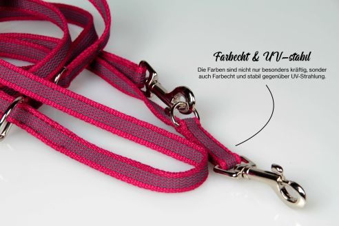 Super-Grip Cotton Soft | 4-fach verstellbare, gummierte Hundeleine aus PES | 12 mm Breite | ab 220 cm Länge