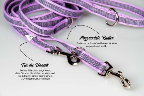 Super-Grip Cotton Soft | 4-fach verstellbare, gummierte Hundeleine aus PES | 15 mm Breite | ab 220 cm Länge