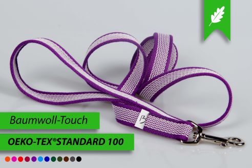 Super-Grip Cotton Soft | weiß gummierte Hundeleine aus PES | Schleppleine | 20 mm x 4 m - 15 m lang | mit Handschlaufe | verschiedene Karabiner